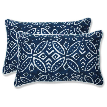 Outdoor/Indoor Merida Indigo Rectangular Throw Pillow, Set of 2