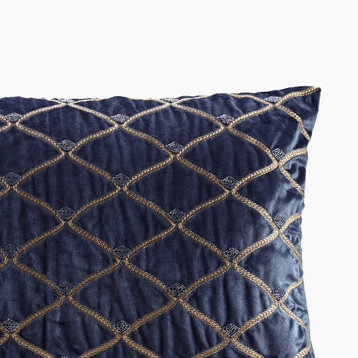 Croscill Aumont Velvet Oblong Pillow, Goose Feather, Navy Blue