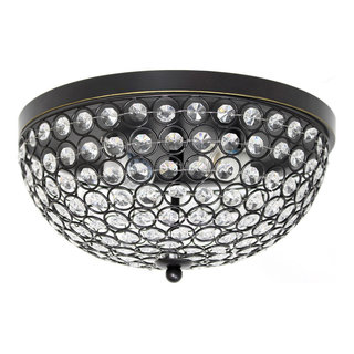 Elegant Designs 2-Light Elipse Crystal Flush Mount Ceiling Light ...