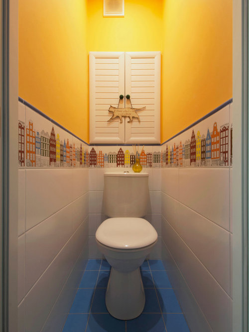 75 Most Popular Contemporary Powder Room with Yellow Walls Design Ideas
