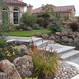 Stilmix Vorgarten mit Gartenmauer in San Francisco