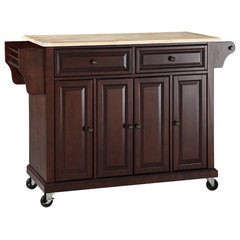 Wood Small Butcher Block Kitchen Cart In Natural Brown - Pemberly