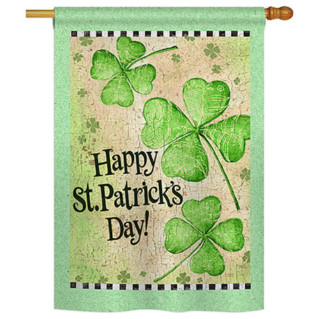 St. Patrick's Day Clover, Decorative Vertical House Flag 28"x40"