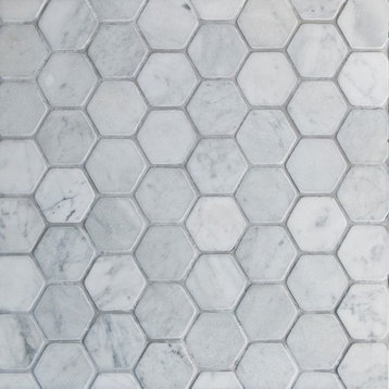 Tumbled Italian Marble Matte Finish Hexagon Mosaic, 10 sheets