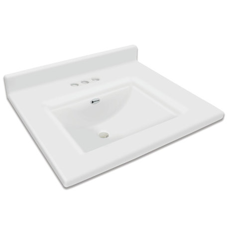 Transolid Savannah 31"x22" Single Bowl Vanity Top, Solid White