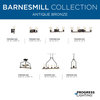 Barnes Mill Collection Five-Light Linear Chandelier, Antique Bronze