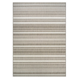 Couristan Recife Gazebo Stripe Champ-Taupe Round Rug 8'6