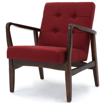 GDF Studio Gunther French-Style Fabric Club Chair, Red/Espresso