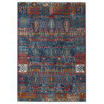 Jaipur Living - Vibe By Jaipur Living Miron Trellis Area Rug, Blue/Red, 7'6"x9'6" - Emulating the bold, saturated colors of vegetable-dyed antique rugs, the innovative Prisma collection combines admired traditional design with a durable polypropylene construction. The eclectic Miron rug boasts a tribal lattice motif in rich red, blue, green, ocher, and white tones. The low pile and easy-to-clean material of this rug proves perfect for high-traffic spaces.