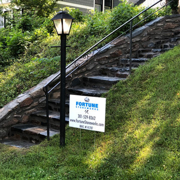Rebuild & Restoration of Building Stone Wall, Steps & Walkway in Chevy Chase MD