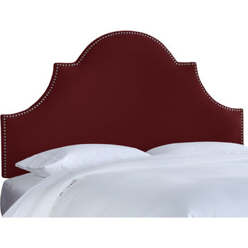 Taylor Nail Button High Arch Notched Headboard, Velvet Berry, Twin