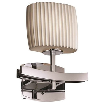 Limoges Archway Wall Sconce, Oval, Polished Chrome With Pleats Shade