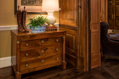 Inspiration for a timeless dark wood floor hallway remodel in DC Metro with beige walls