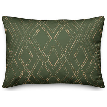 Green and Gold Diamond 20x14 Spun Poly Pillow