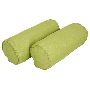 20"X8" Double-Corded Spun Polyester Bolster Pillows With Inserts, Set of 2, Lime