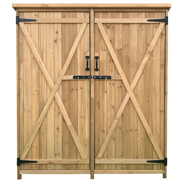 Outdoor Wooden Storage Shed for Tools, With Shelf and Latch