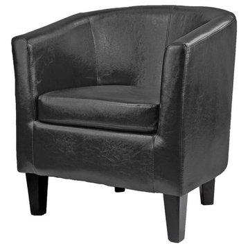 Atlin Designs Mid-Century Tub Chair in Black Bonded Leather