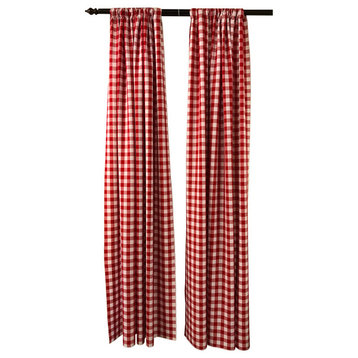 LA Linen Set of 2 Polyester Gingham Checkered Backdrops, 58"x96", Red/White