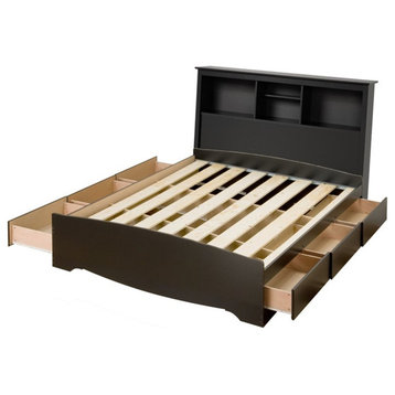 Prepac Sonoma Wooden Full Bookcase Platform Storage Bed in Black