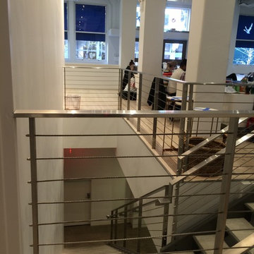 Glasgow Caledonian University NY , Stainless cable rail basement stair + rails