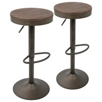 LumiSource Dakota Barstool, Antique And Brown, Set of 2