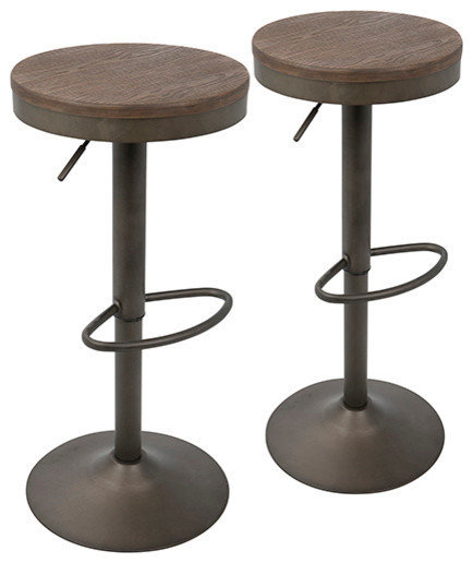 LumiSource Dakota Barstool, Antique And Brown, Set of 2
