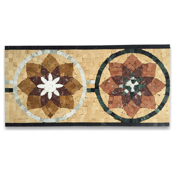 Marble Mosaic Border Listello Tile Peony Rojo Gold 7.9x15.7 Polished, 1 piece