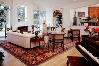 Living room - modern living room idea in Detroit