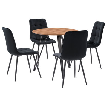 CorLiving Lennox Iron Leg Dining Set With Black Chairs, 5-Piece