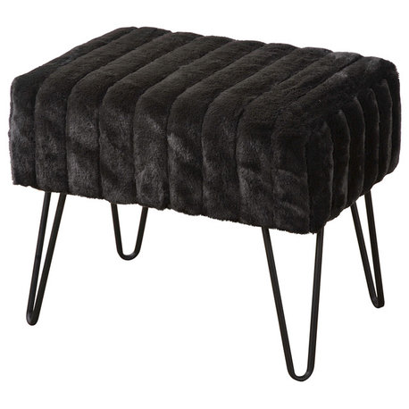 Serenta Super Mink Ottoman, Jet Black, 19''x13''x17''