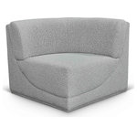 Meridian Furniture - Ollie Black Boucle Fabric Chair, Grey, Corner Chair - Meet the epitome of style and functionality with this Ollie boucle fabric living room corner, part of the Ollie modular collection. A contemporary marvel, this corner features chic and inviting rich grey boucle fabric upholstery, giving it a sumptuous texture that oozes elegance and luxury. Curved corners add to the visual look of the sectional while maximizing seating comfort while lounging, reading, or entertaining. Pair it with other items in the Ollie collection easily, thanks to an attachment latch underneath.