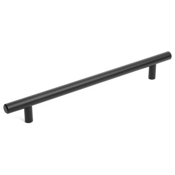 Diversa Matte Black Euro Style Solid Cabinet Bar Pulls, 7-1/2" (192mm) Hole Spac