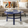 Transitional Coffee Table, 3 Legs With Y-Shaped Support & Spacious Top, Blue