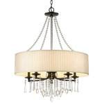 Golden Lighting - Echelon 5 Light Chandelier in Black with Bridal Veil Shade - Cultured and classy, Golden Lighting's Echelon collection beautifully adorns the well-appointed modern or transitional home. Distinctly feminine with a Bridal Veil shade, chic tones of cream and ecru glow softly, gracefully gilding the room with style. Accessorizing the collection, diverse geometric crystals and a smooth black finish glisten and sparkle, elevating the look of high fashion design. This 5 light chandelier creates a stylish focal point and is comfortably sized for intimate dining and living areas.