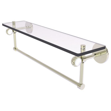 Clearview 22" Glass Twist Accent Shelf and Towel Bar, Polished Nickel