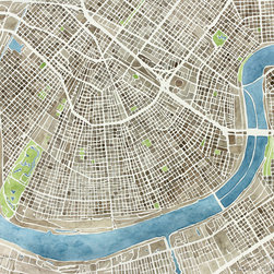 New Orleans watercolor map - Artwork