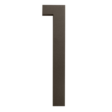 Modern Font House Number, Bronze, 4", Number 1, Modern Font