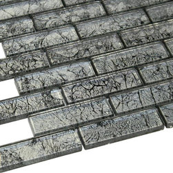 1x3 Glossy Silver Sky Subway Glass Mosaic Tiles - Home Accessories & Decor