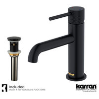 Karran 1-Handle 1-Hole Bathroom Faucet With Pop-up Drain, Matte Black