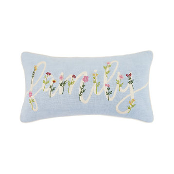 Floral Family Cord Embroidered Pillow