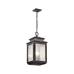 Kichler - Outdoor Pendant 4-Light, Weathered Zinc - There is a taste of industrial flair in this traditional 4 light outdoor pendant from the Wiscombe Park collection. With details reminiscent of old world lanterns the Weathered Zinc finish is perfectly complimented by the clear seedy glass.