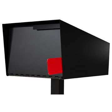 Locking Modern Mailbox, Post Mounted Modern Mailbox, Black, Post Included