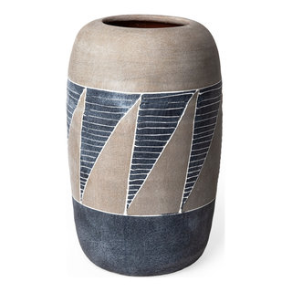 Cove Gray Brown Ceramic Vase, 9.3L x 9.3W x 15.2H - Contemporary - Vases - by Mercana | Houzz