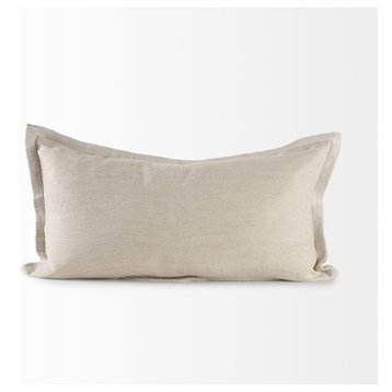 Mae 14Lx26W Beige Fabric Decorative Pillow Cover
