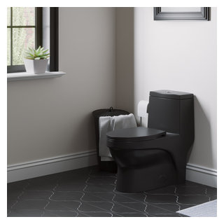 Swiss Madison Ivy Matte Black Elongated Wall Hung Toilet Bowl 12-in  Rough-In at