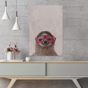 "Retro Sloth" Painting Print on Wrapped Canvas