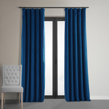 Signature Blackout Velvet Curtain Single Panel, Union Blue, 50"x96"