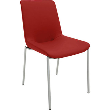 Aiden Dining Chair, Set of 2, Red, Chrome, Artificial Leather