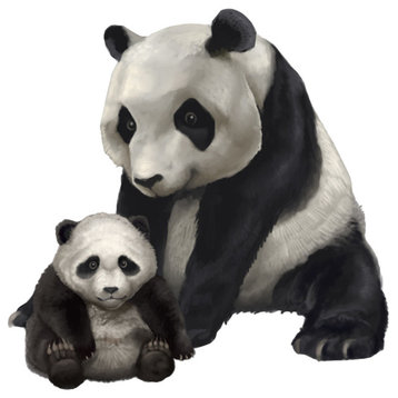 Mommy & Baby Panda Wall Mural