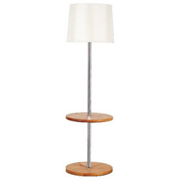 Scandinavian Floor Lamps Double-Deck Wooden Base Nordic Floor Lamp